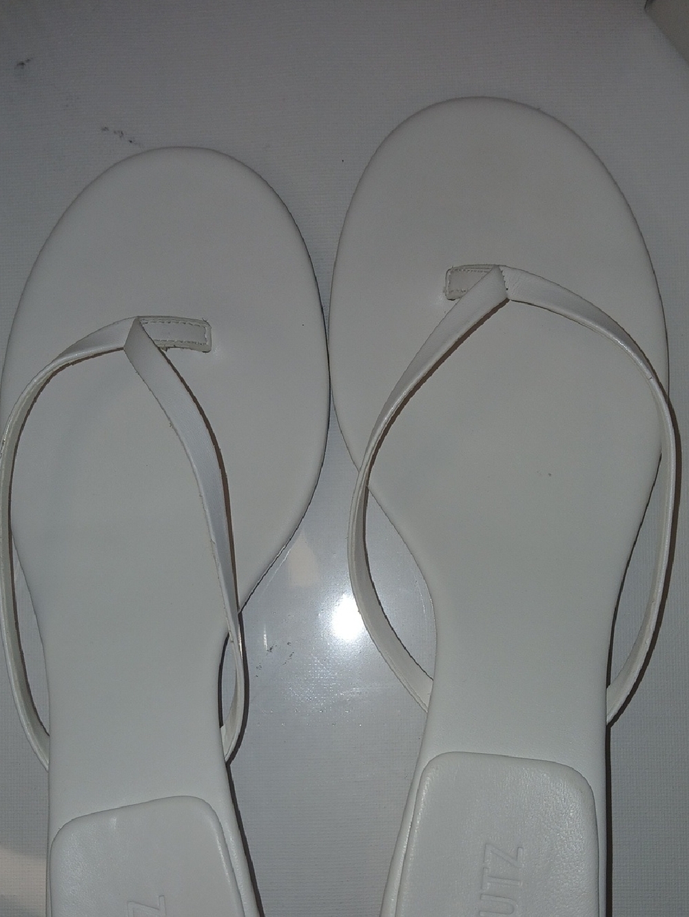 Schutz White Minimalist Thong Slide Mules - Picture 4 of 5